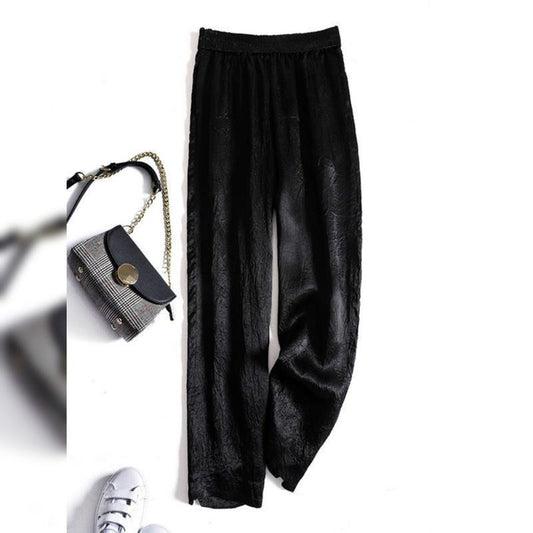 Wide leg pants, spring and autumn silk women's clothing, mosquito proof pants, cropped pants