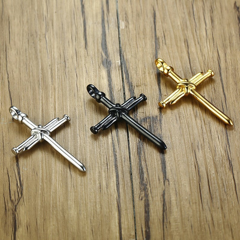 Titanium Steel Cast Steel Nail Cross Men's Pendant Punk Style Men's Necklace Jewelry