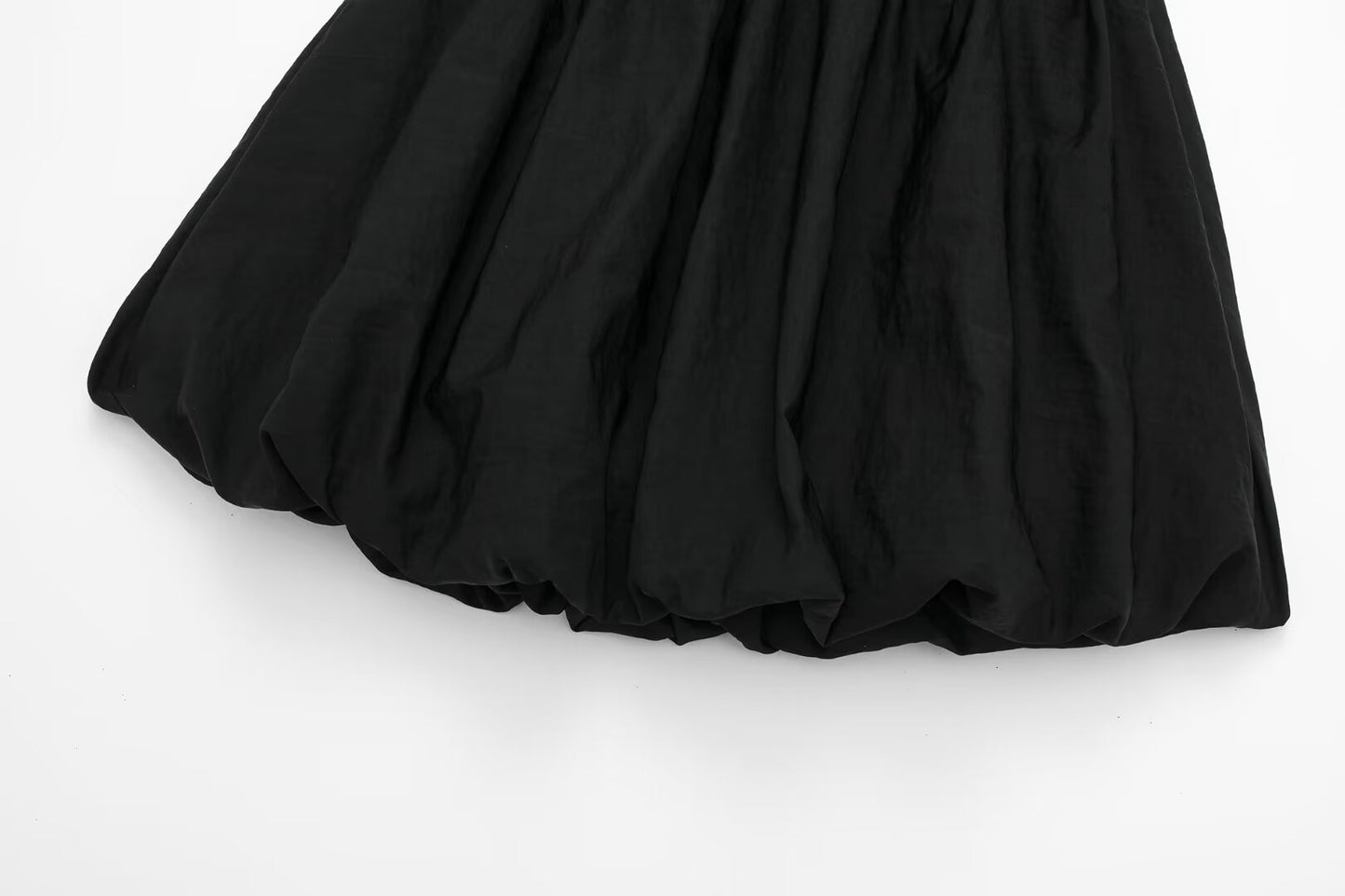 Women's Fashion Mini Lantern Skirts A-Line Version Solid Black Skirts Elastic Mid-Waist A-Line Skirt Casual Shorts