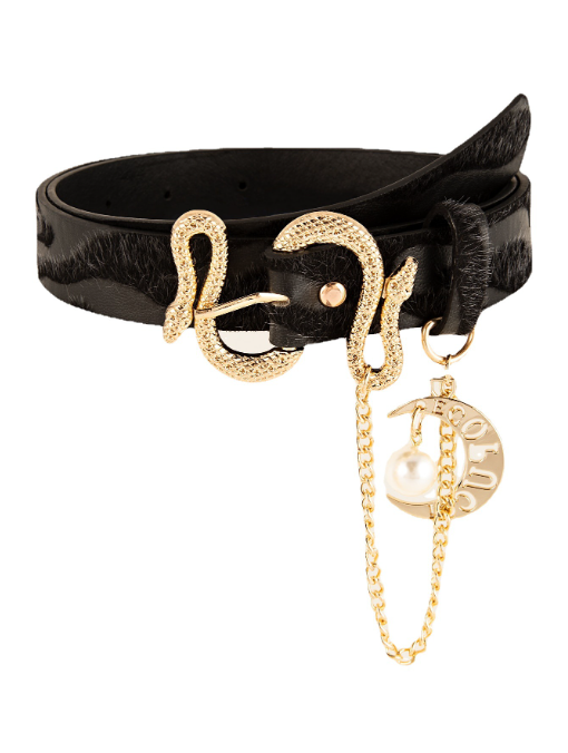 Snake buckle jacquard velvet women belt chain elegant and luxurious accessories