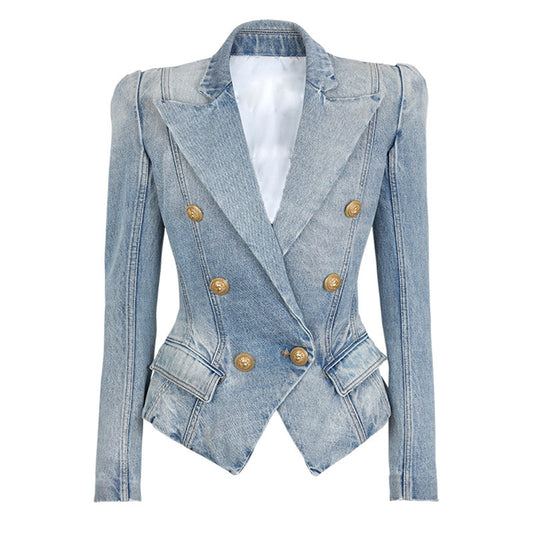 Outwear Jackets Double Breasted Slim Short Female Casual Blazer