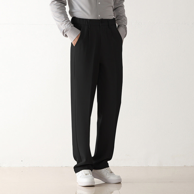 Comfortable commuting ironless suit pants for men, straight leg wide leg casual shorts, loose fitting formal pants