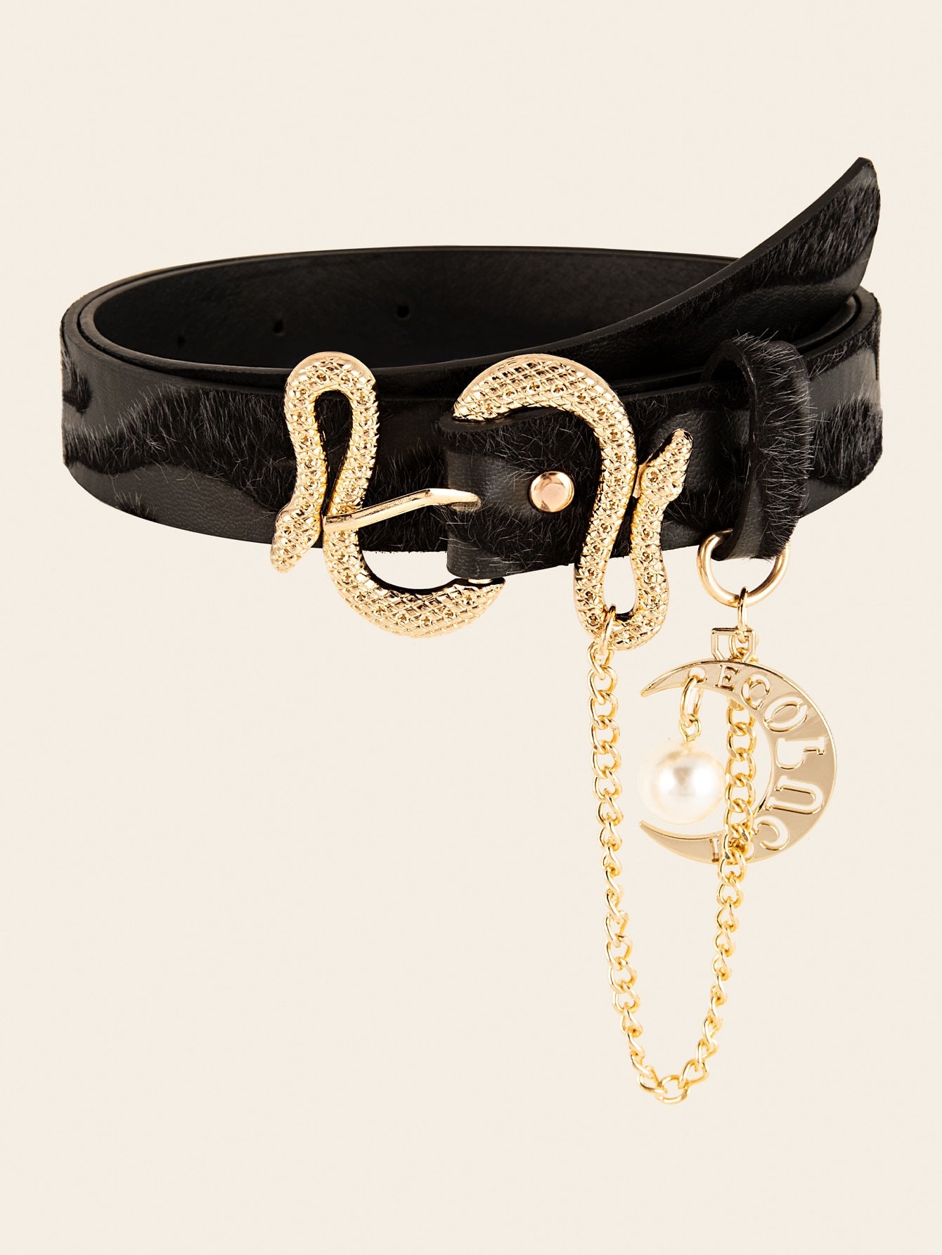 Snake buckle jacquard velvet women belt chain elegant and luxurious accessories