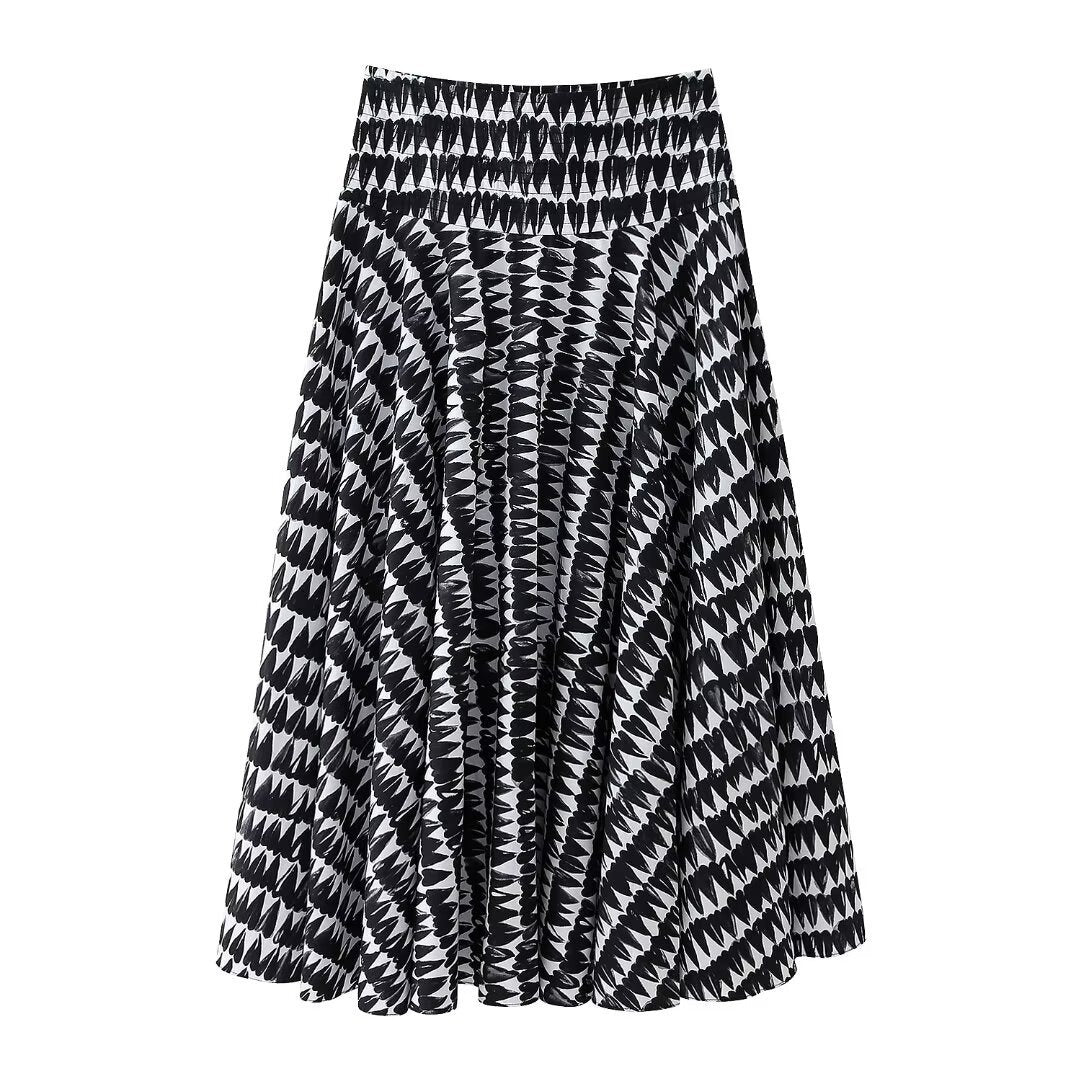 Women's printed short top  low waisted skirt