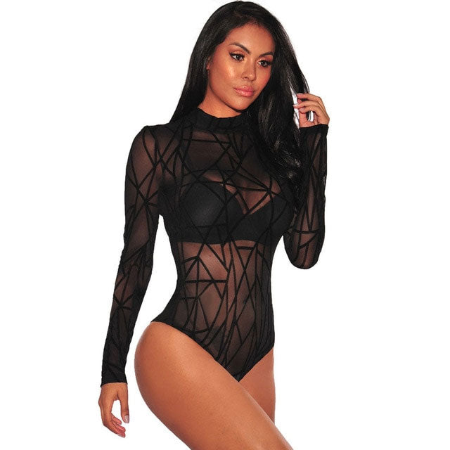 Ladies Bodysuit Top Woman Long Sleeve Rompers Bodysuit