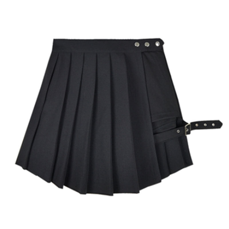 Summer Pleated Skirt Short Skirt Women's High Waist A-Line Slim Bag Hip All-Match Plaid Irregular Skirt Ins