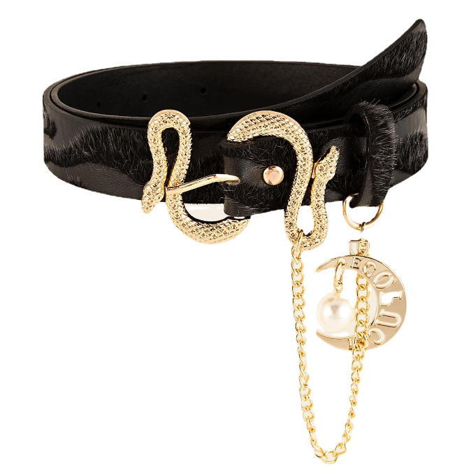 Snake buckle jacquard velvet women belt chain elegant and luxurious accessories