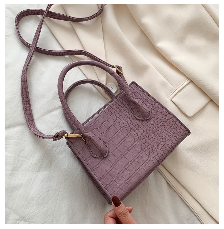 Small Crocodile Pattern Solid Color PU Leather Crossbody Bags For Women Summer Lady Shoulder Handbags Female Simple Totes