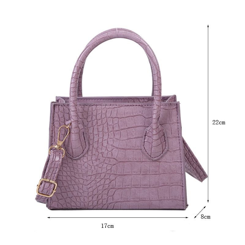 Small Crocodile Pattern Solid Color PU Leather Crossbody Bags For Women Summer Lady Shoulder Handbags Female Simple Totes