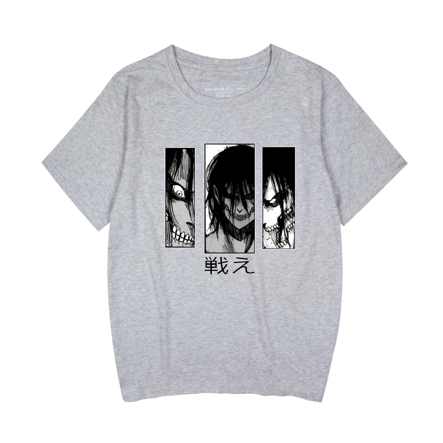 Japanese anime Attack on Titan graphic printed T-shirt pure cotton street Harajuku summer fashion men's and women's tops