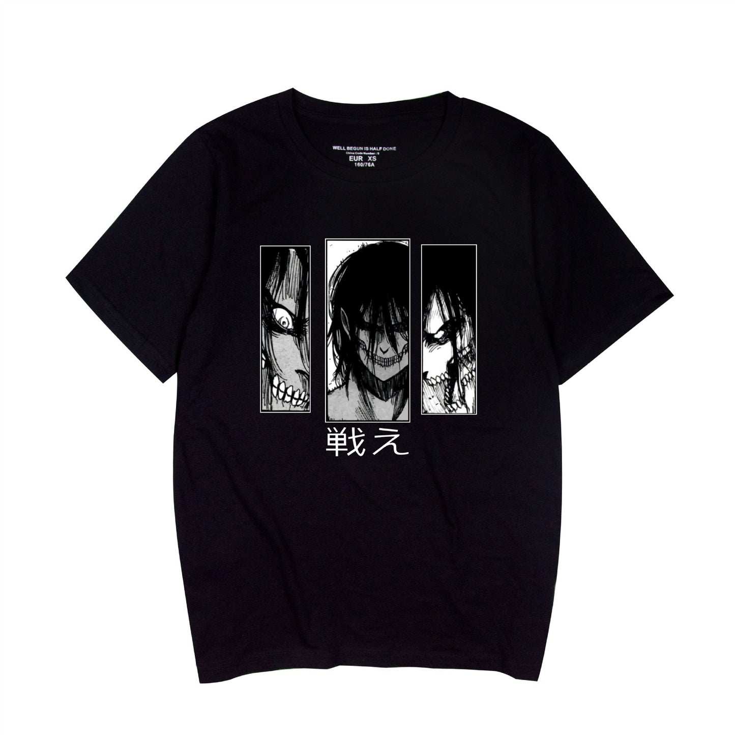 Japanese anime Attack on Titan graphic printed T-shirt pure cotton street Harajuku summer fashion men's and women's tops