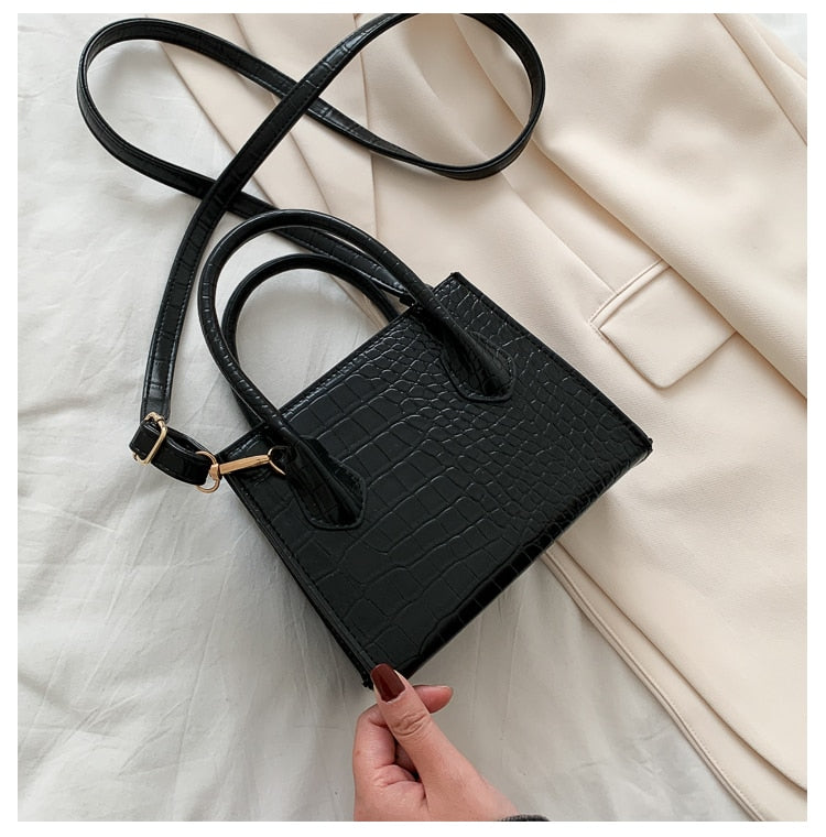 Small Crocodile Pattern Solid Color PU Leather Crossbody Bags For Women Summer Lady Shoulder Handbags Female Simple Totes