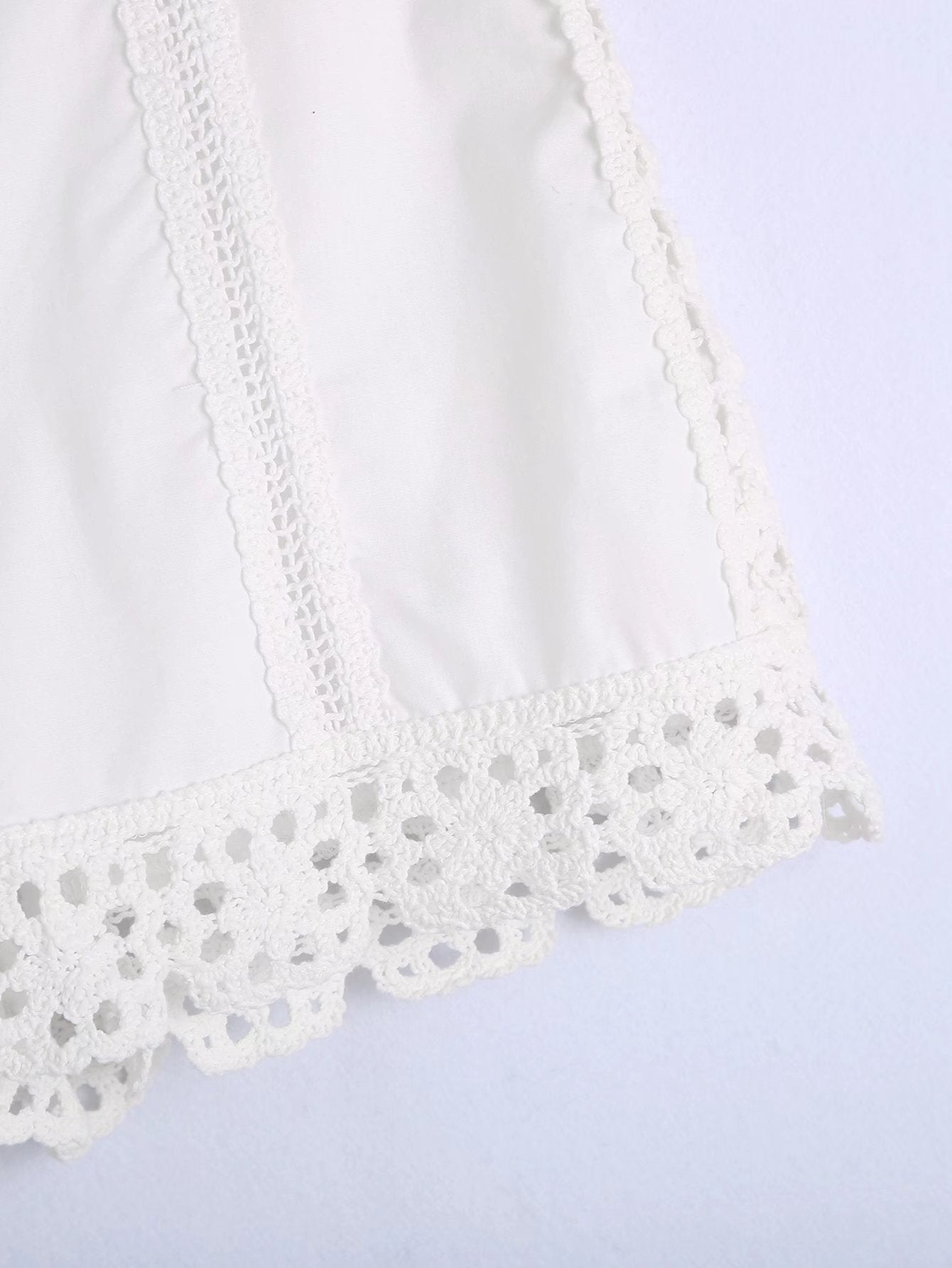 Summer New Fashion Fresh Elastic High Waist Thin White Crochet Shorts Women