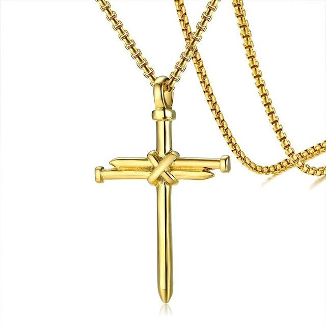 Titanium Steel Cast Steel Nail Cross Men's Pendant Punk Style Men's Necklace Jewelry