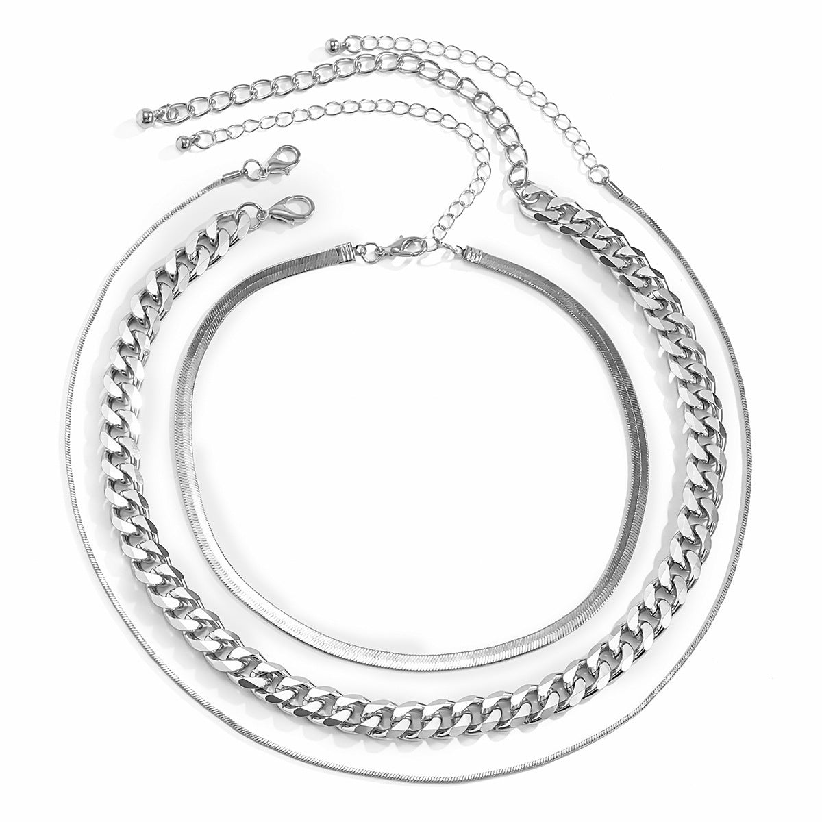 Simple punk style thick chain neck necklace creative metal snake bone chain set necklace women