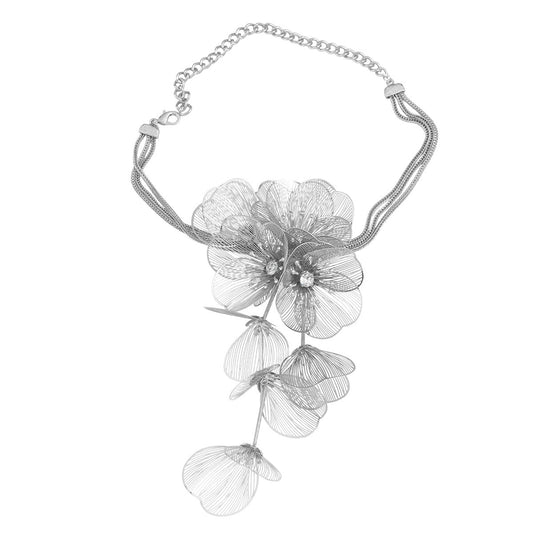 Spring New Flower Necklace, European and American Exaggerated Necklace, Female Hip Hop Metal Alloy Flower Pendant Accessories