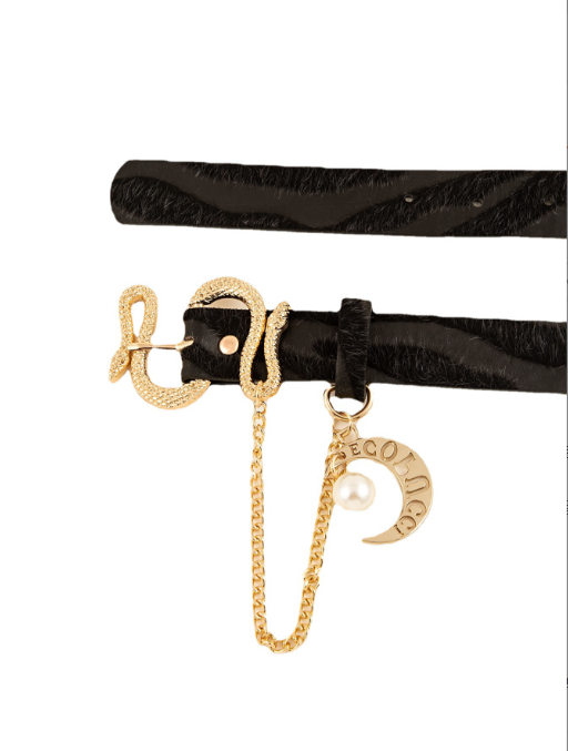 Snake buckle jacquard velvet women belt chain elegant and luxurious accessories