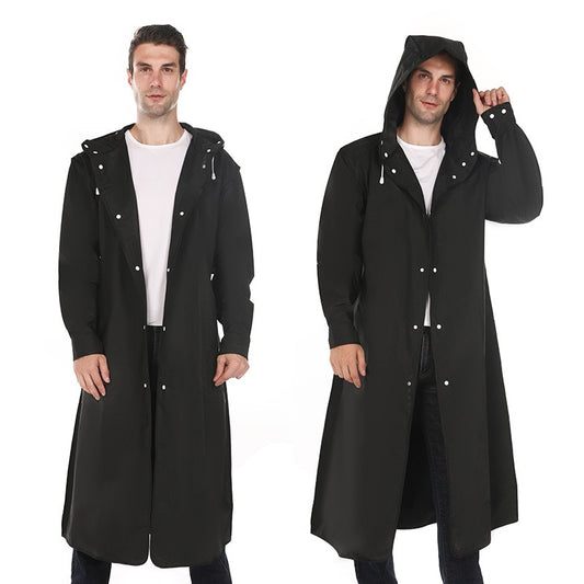 EVA adult hemmed raincoat one-piece transparent thickened black and white raincoat rain gear