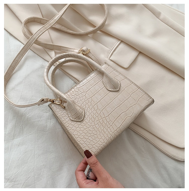 Small Crocodile Pattern Solid Color PU Leather Crossbody Bags For Women Summer Lady Shoulder Handbags Female Simple Totes