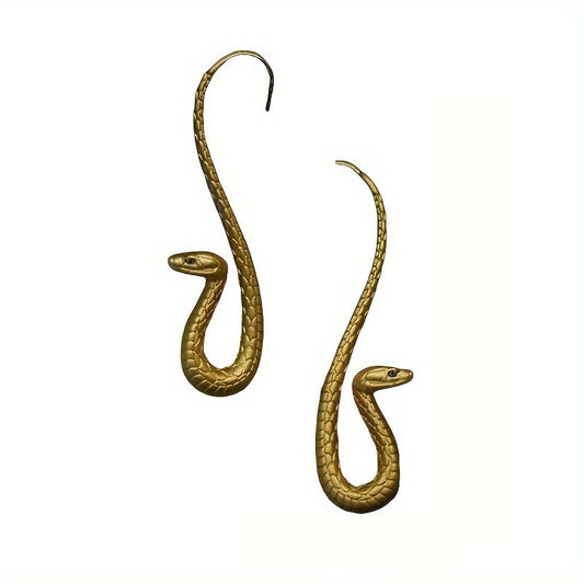 Punk Golden Color Vivid Snake Earrings Exaggerate Personality Fashion Animal Ear Hook Jewellry Women Gothic