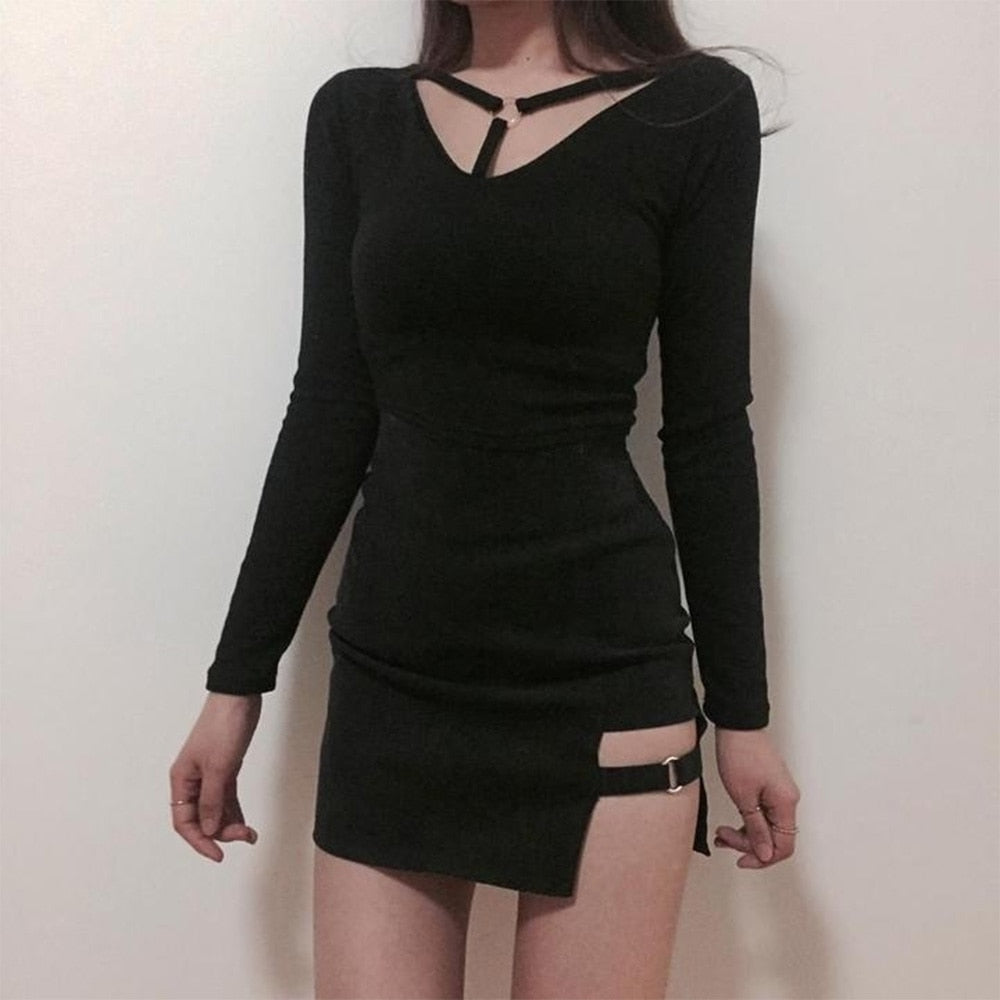 Sexy Ladies Asymmetrical Skirt High Waist Gothic Punk Dance Clubwear Short Mini Bodycon Skirts Black