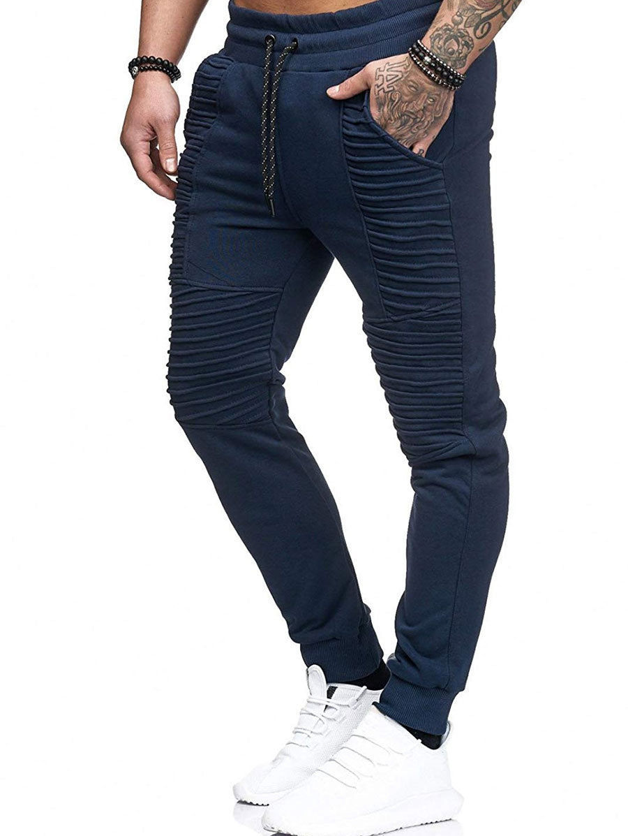 Pleated Design Fleece Jogger Pants