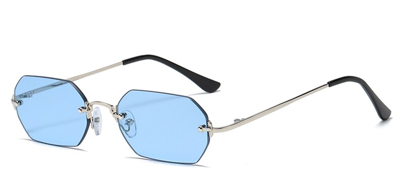 Peekaboo punk style rectangle sunglasses rimless man octagonal small frame metal glasses for women frameless uv400 dropshipping