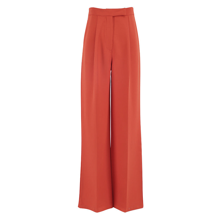 Summer New French Fashion Casual Trousers Orange Loose Suit Pants High Waist Pants Women's Wide Leg Pants