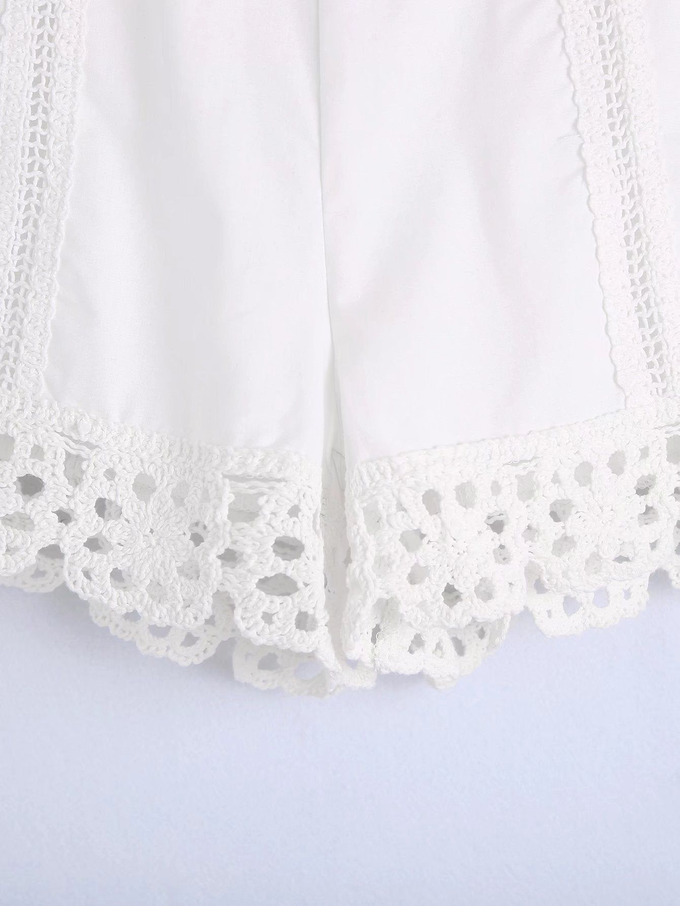 Summer New Fashion Fresh Elastic High Waist Thin White Crochet Shorts Women