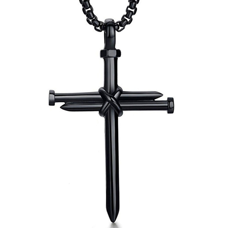 Titanium Steel Cast Steel Nail Cross Men's Pendant Punk Style Men's Necklace Jewelry