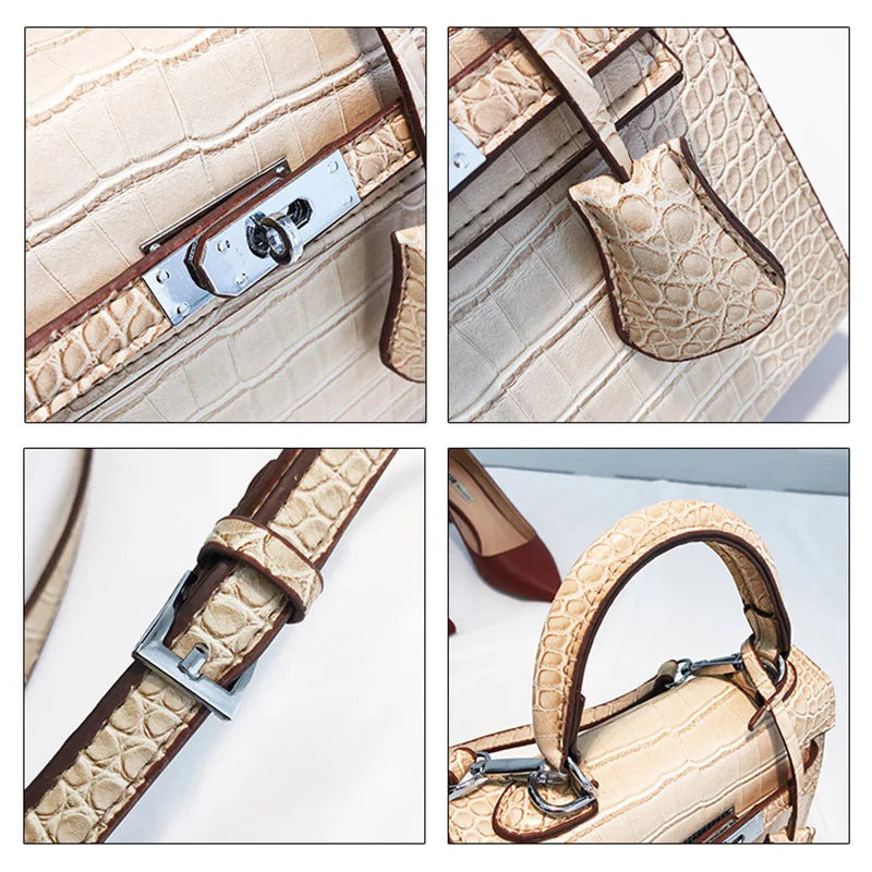 Women's Bag Alligator Bags Fashion lock Luxury Handbags High Quality PU leather Designer Shoulder Female Messenger