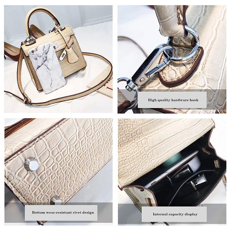 Women's Bag Alligator Bags Fashion lock Luxury Handbags High Quality PU leather Designer Shoulder Female Messenger